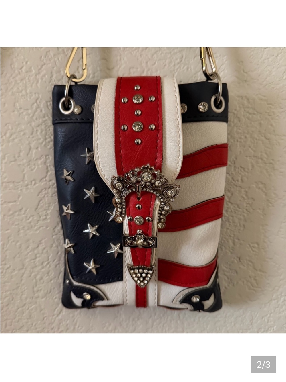 Red, White & Blue Studded Crossbody purse